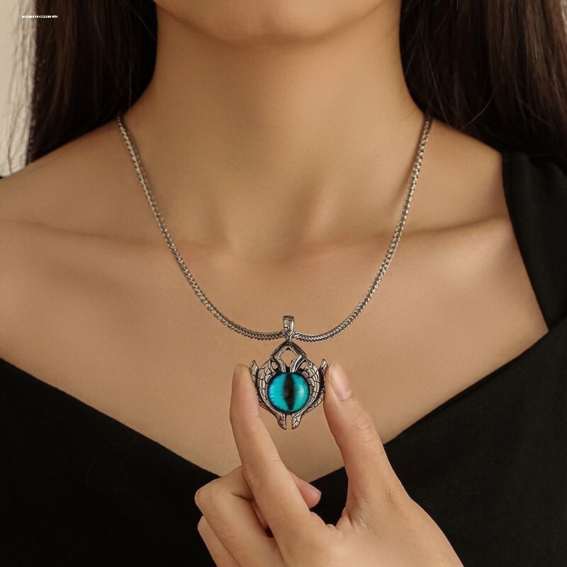 欧美土耳其恶魔之眼合金吊坠不锈钢链条项链复古朋克风
