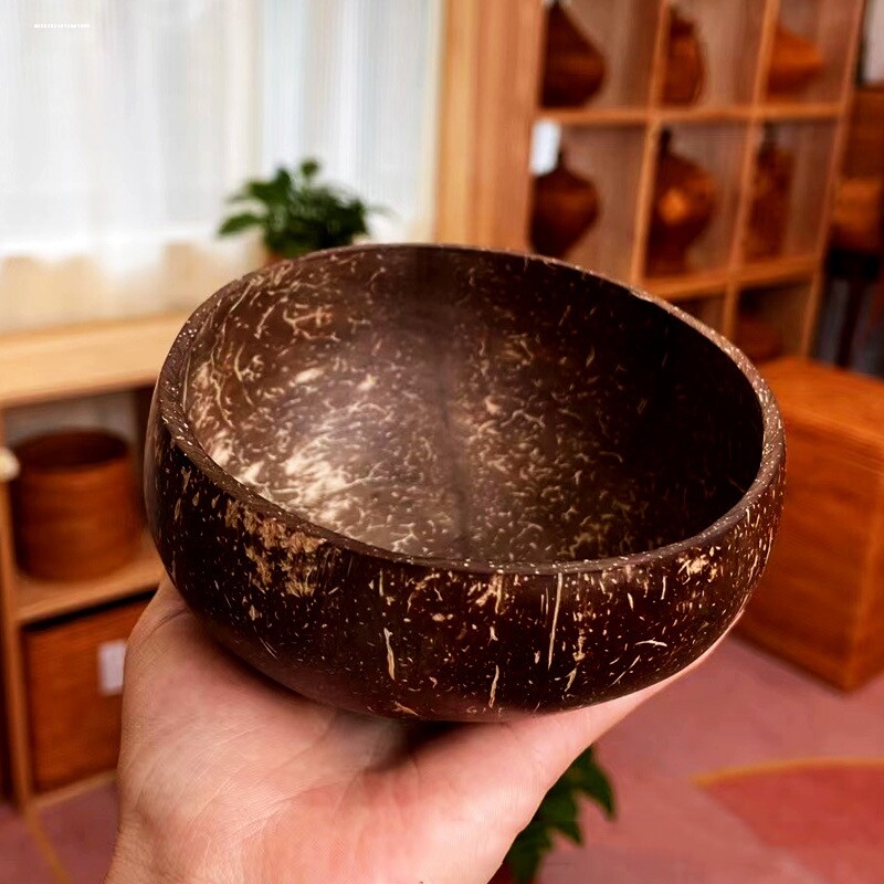 天然手工贝壳椰子碗玄关钥匙收纳创意椰子壳碗居家装饰摆件田园风图片