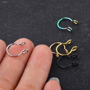钛洞款无钢假唇环假鼻夹耳u环唇夹鼻环耳夹耳钉唇钉多用环时尚个