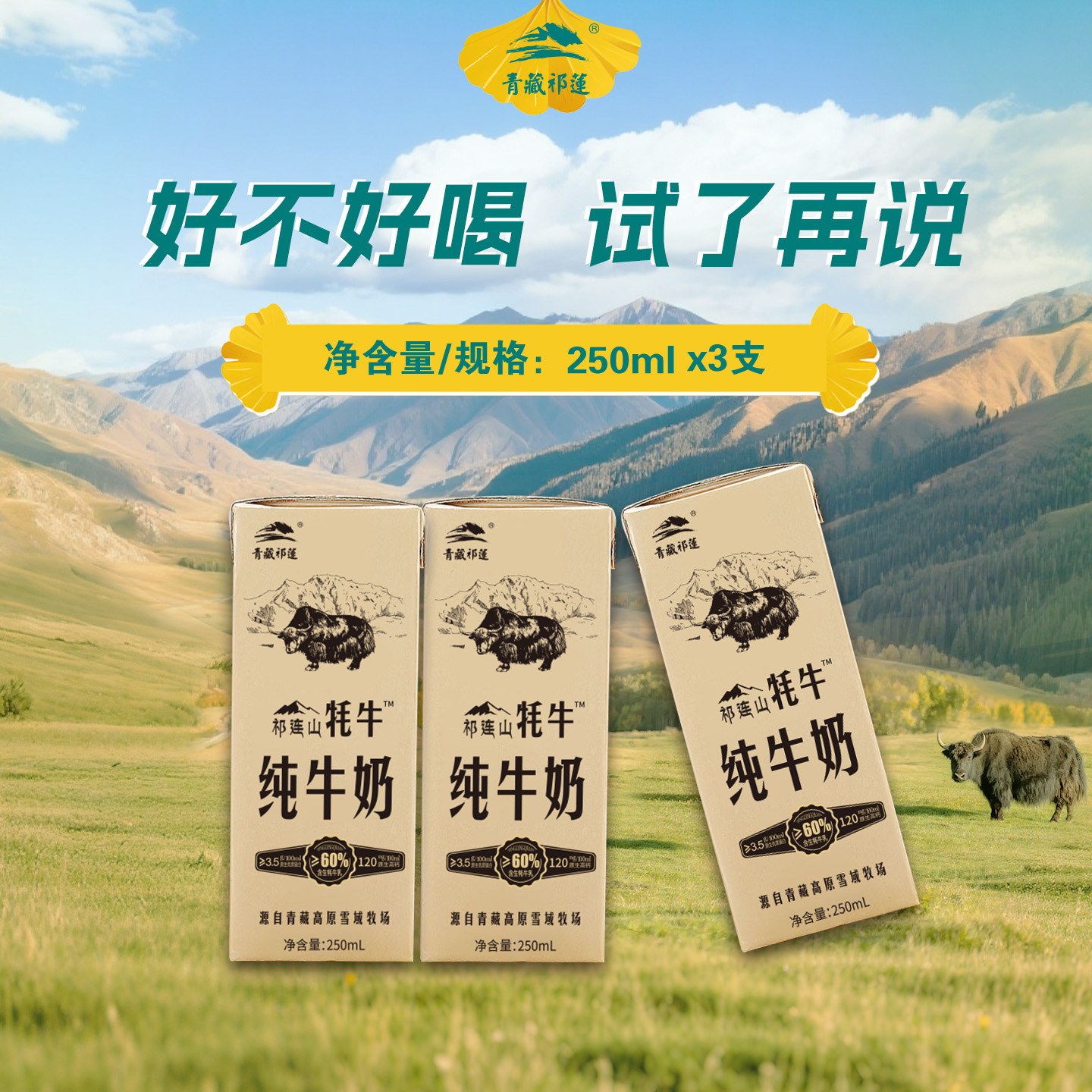 青藏祁莲祁连山牦牛纯牛奶高钙