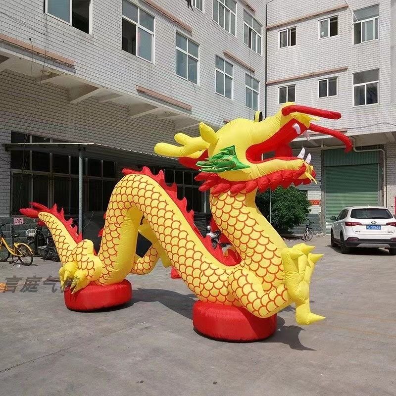 充气卧地龙气模金双龙拱门落地龙充气用品