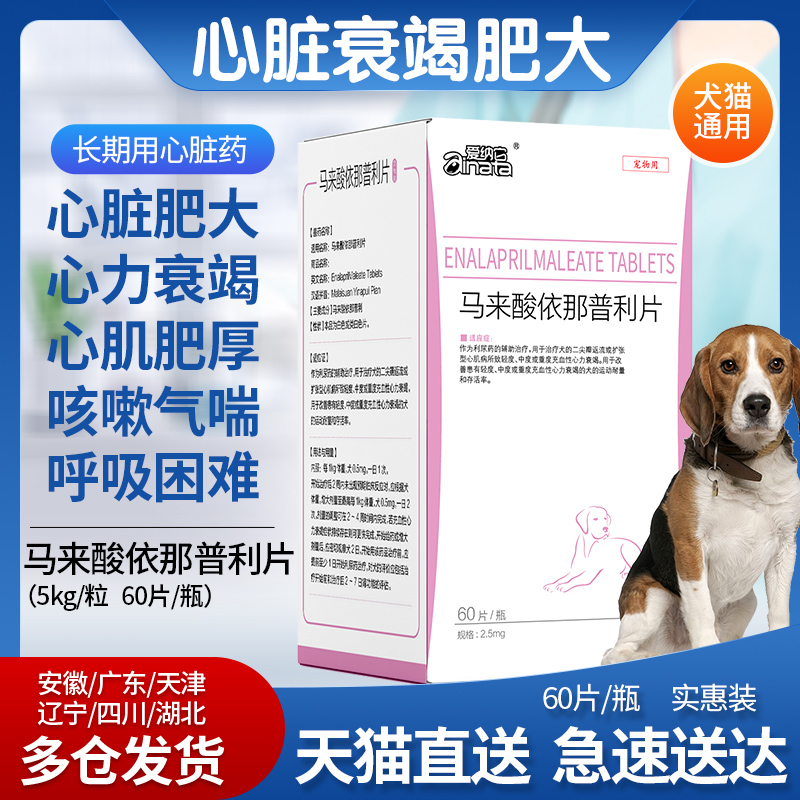 马来酸依那普利片狗狗心脏肥大肺心病心源性肺水肿心衰心脏病药猫