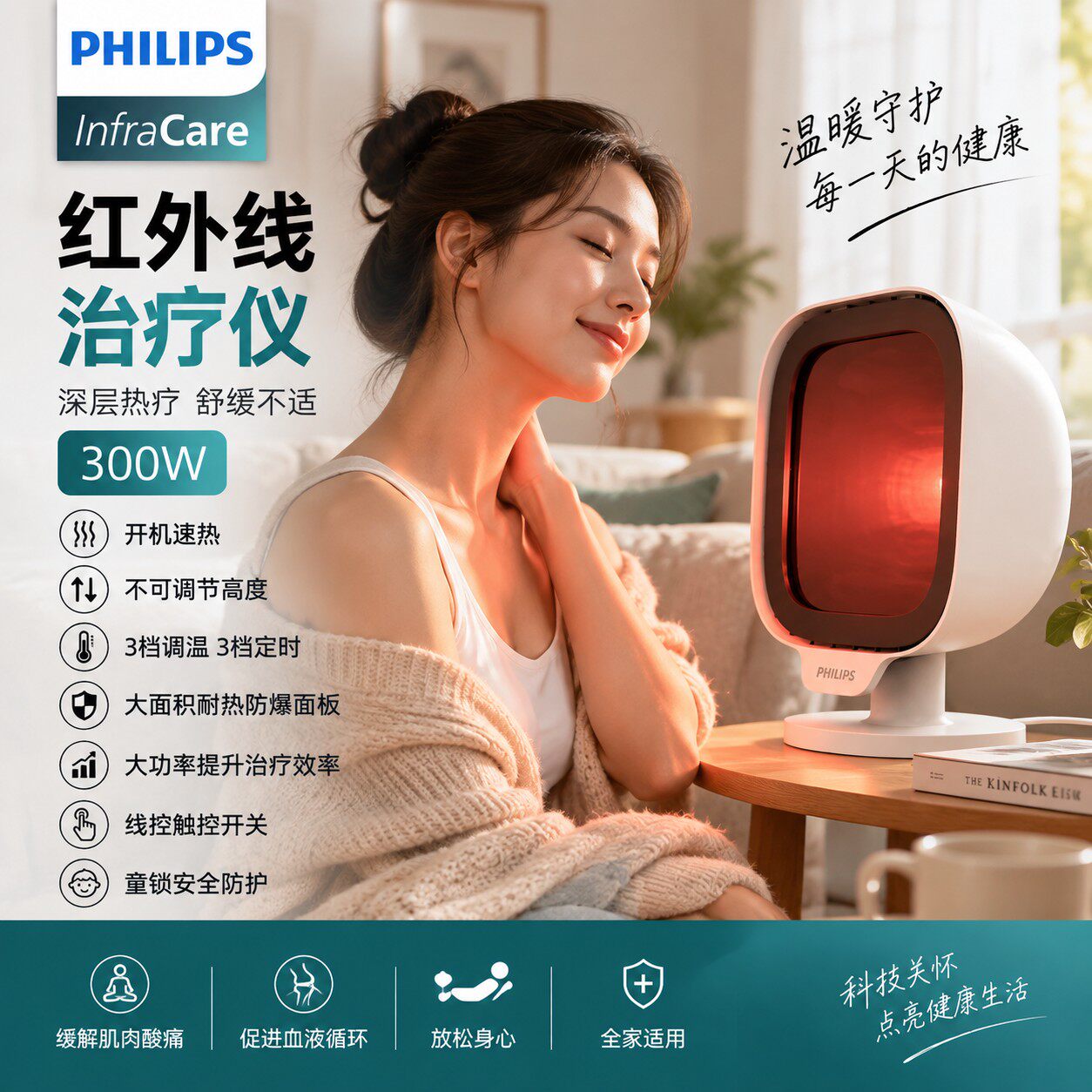 飞利浦烤电理疗仪家用红外线理疗灯医用同款红外线特定电磁波烤灯