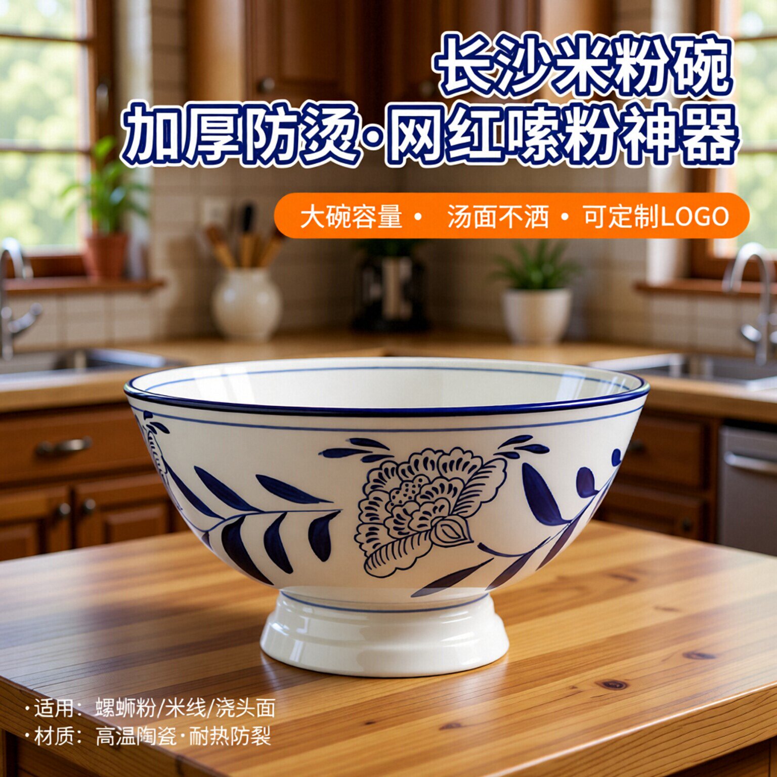 长沙米粉米线大碗浇头面加厚汤网红嗦粉碗螺狮粉碗吃粉的碗可定制