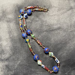 【青轩秘晚霞】孤品老琉璃饰品原创设计手工琉璃串珠项链