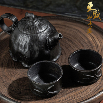东盛冰碛岩石壶非遗雕刻莲蓬壶天然养生纯手工泡茶壶大师手作