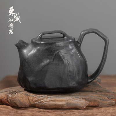 东盛冰碛岩石壶非遗雕刻景舟泰山壶天然养生纯手工泡茶壶复古壶