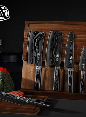 三本盛日本进口大马士革钢刀菜刀套装具厨房组合家用全套厨具刀