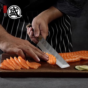 日本三本盛厨师料理刀大马士革刺身寿司刀菜刀鱼生专用刀日式