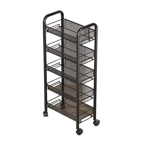 碳钢厨房落地置物架多层家用可移动小推车储物架蔬菜篮收纳用品