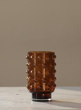 简约创意泡泡直筒大口玻璃花瓶酒店样板间客厅软装工艺品装饰摆件