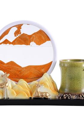 新中式节节高升流沙创意摆件玄关博古架书房书桌办公室笔筒摆设品