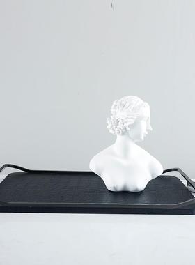 现代轻奢欧式客厅家用金属长方形托盘摆件样板间茶几桌面装饰摆设