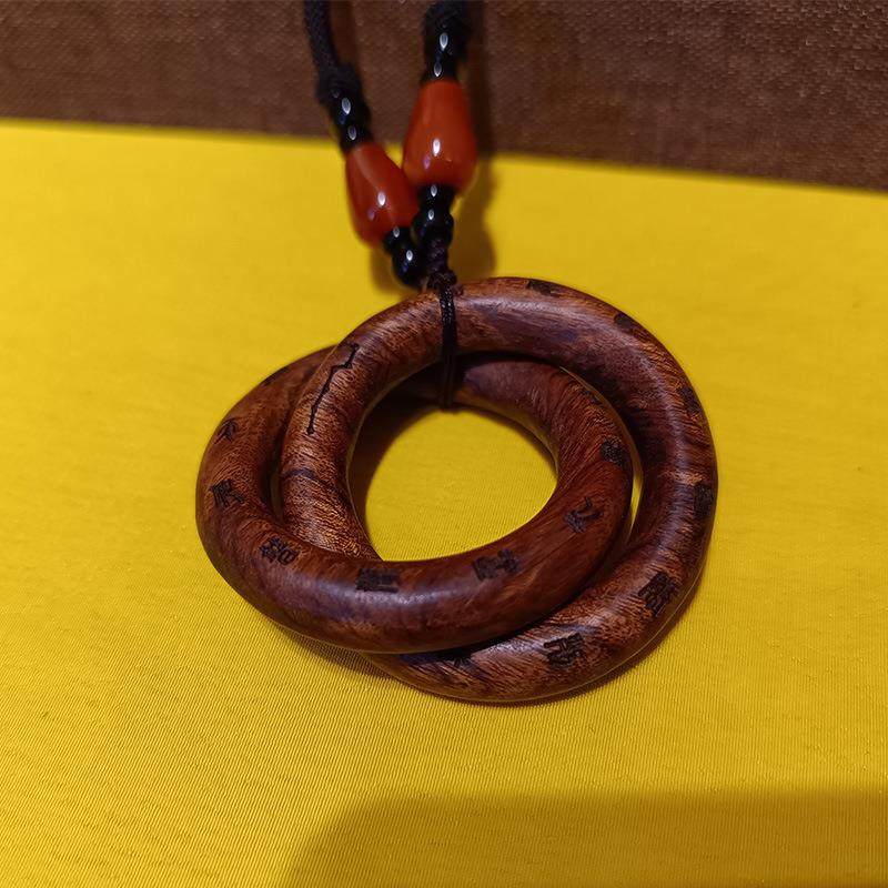 枣木乾坤圈迷你款吊坠九字真言款九天应元雷声普化天尊吊坠道家