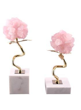 轻奢现代简约粉色水晶球白色大理石底座酒柜客厅装饰品家居摆件