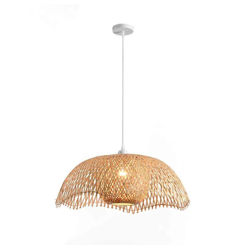 中山竹编灯具蘑菇吊灯禅意茶室东南亚灯具复古中式竹艺草帽灯
