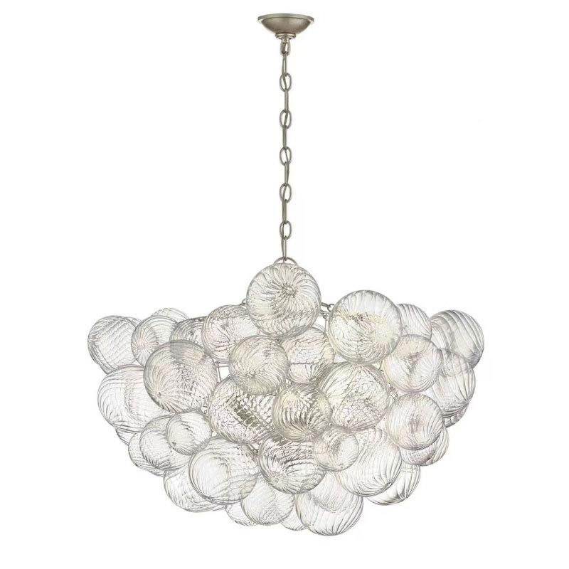 美式漩厅涡玻璃泡泡衣球吊灯复古墅（客别挑空餐厅帽间主卧室法式