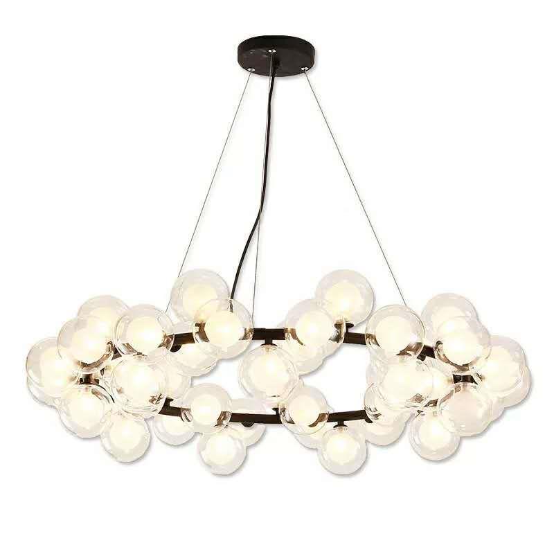 后现板泡代北欧魔豆泡球分子吊灯设计师样房客厅厅泳餐金圆形吊灯