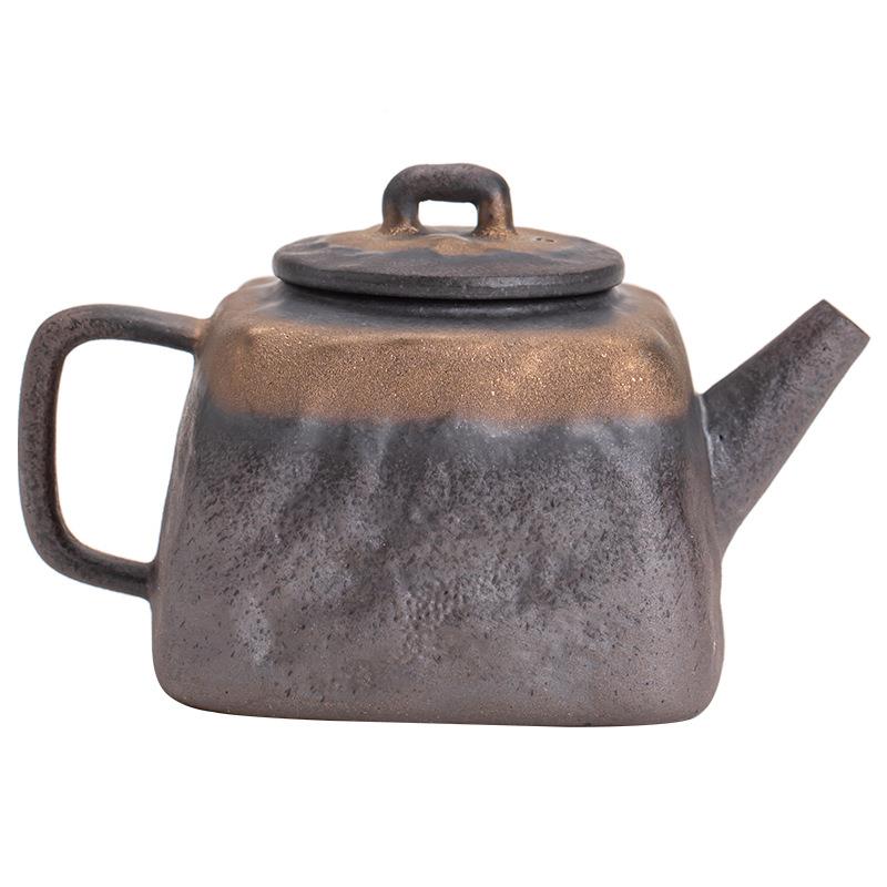 金铁釉X2403030汉中壶古早烧老岩泥鎏陶瓷泡茶茶壶单手工壶复古功