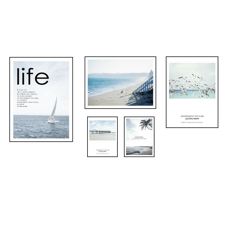 沙客厅装饰画发背景墙挂简画现画代约画ZH-010北欧风格墙小清新组