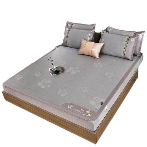 荷塘月色冰藤双面凉席床笠款三件套提花家用夏季空调席子厂家