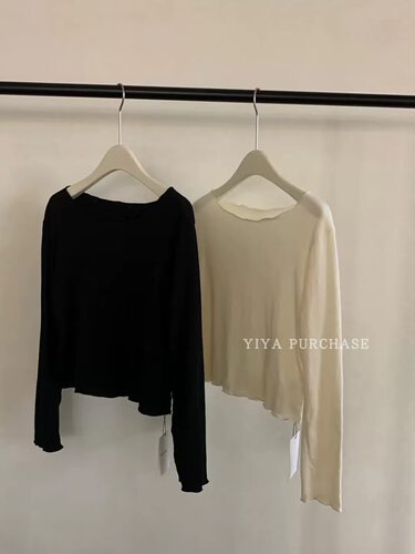 现货Nting韩国东大门纯色净版褶皱设计显瘦百搭打底衫上衣F118