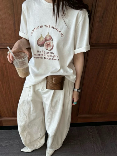 东大门无花果印花宽松短袖T恤