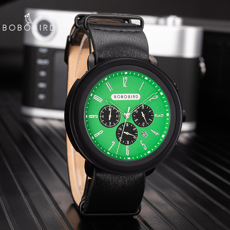bobobird波波鸟新款商务艺术男士复古绿表盘木质手表男送男友礼物