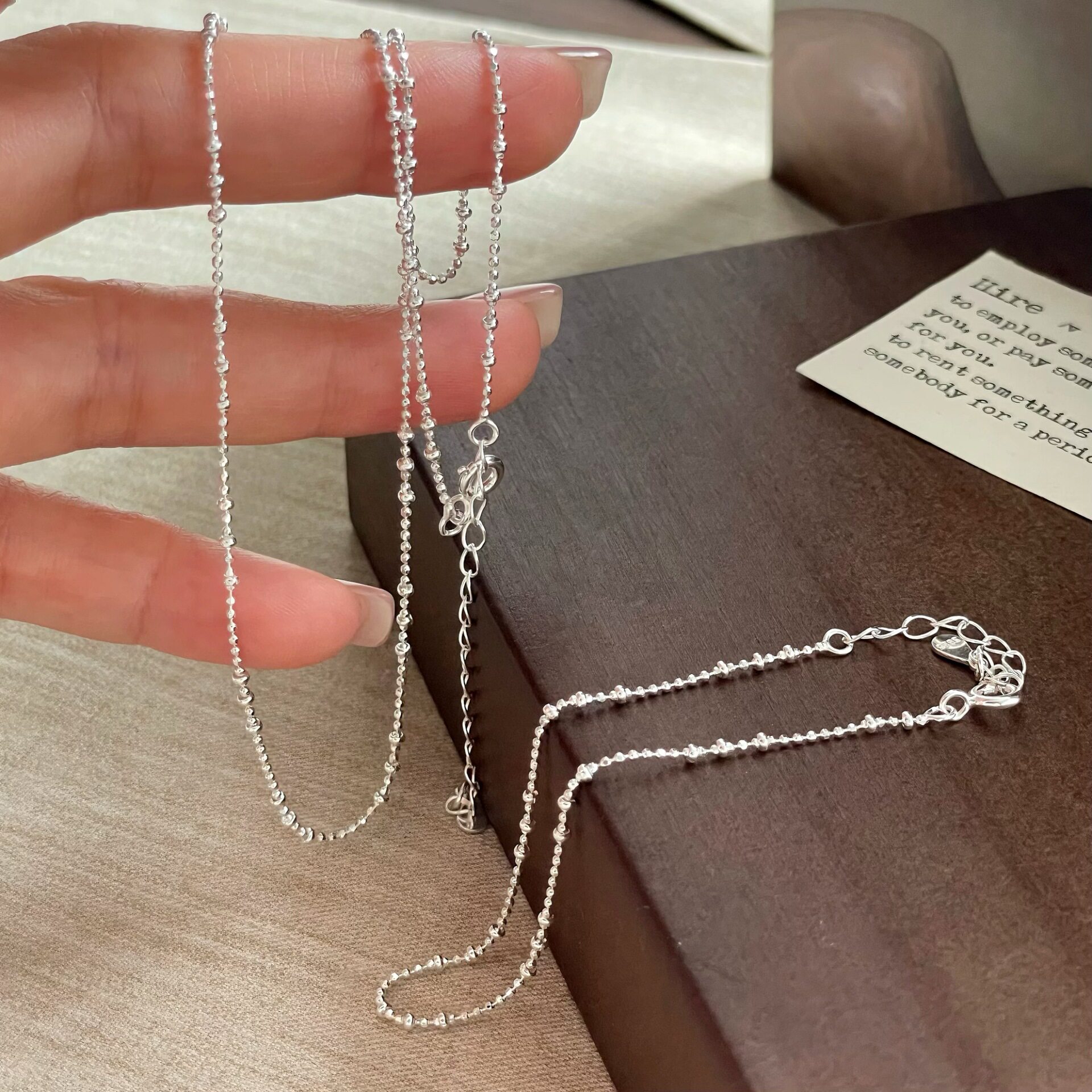 s925纯银项链仙女链爆闪钻石链银素链圆珠链豆豆链满天星裸链