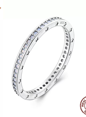 时予新款简约蓝色星光澳宝戒指女叠戴高级感通体s925纯银指环戒指