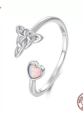 时予原创澳宝爱心凯尔特结开口戒指经典设计感s925纯银戒指手饰