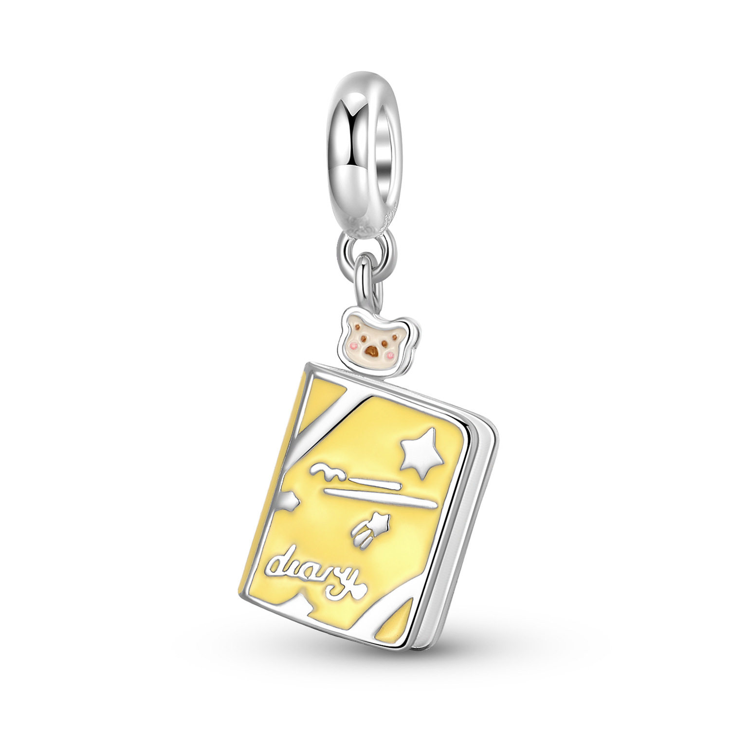 创意可爱小熊日记本吊坠S925纯银手链diy配件女小众设计感饰品,饰品/流行首饰/时尚饰品新,银饰手链,淘宝优惠券,粉丝福利购,淘宝优惠卷