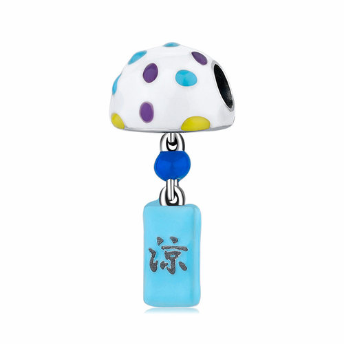 原创设计创意和风风铃串珠S925纯银彩色滴胶手链diy饰品配件散珠