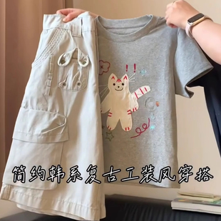 洋气上衣 设计感夏季 新款 可爱猫咪短袖 T恤女正肩刺绣圆领百搭时尚