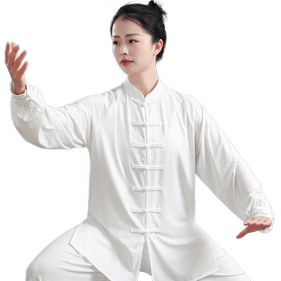 太极服男款武术练功衣服套装男士表演打练拳夏季白色比赛表演新款