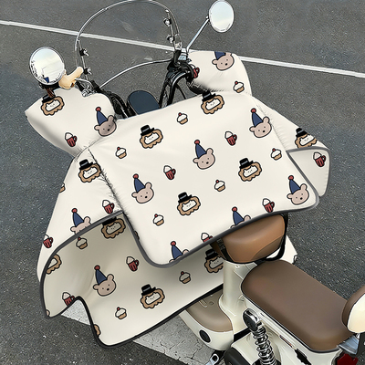 新款电动车挡风被冬季加厚加绒双面防水防雨防风罩电瓶车四季通用