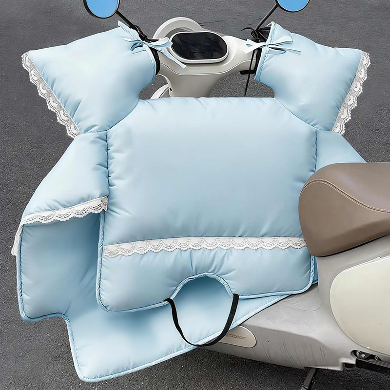 冬季电动车挡风被花边加绒加厚电瓶车防风罩冬天双面防水通用新款