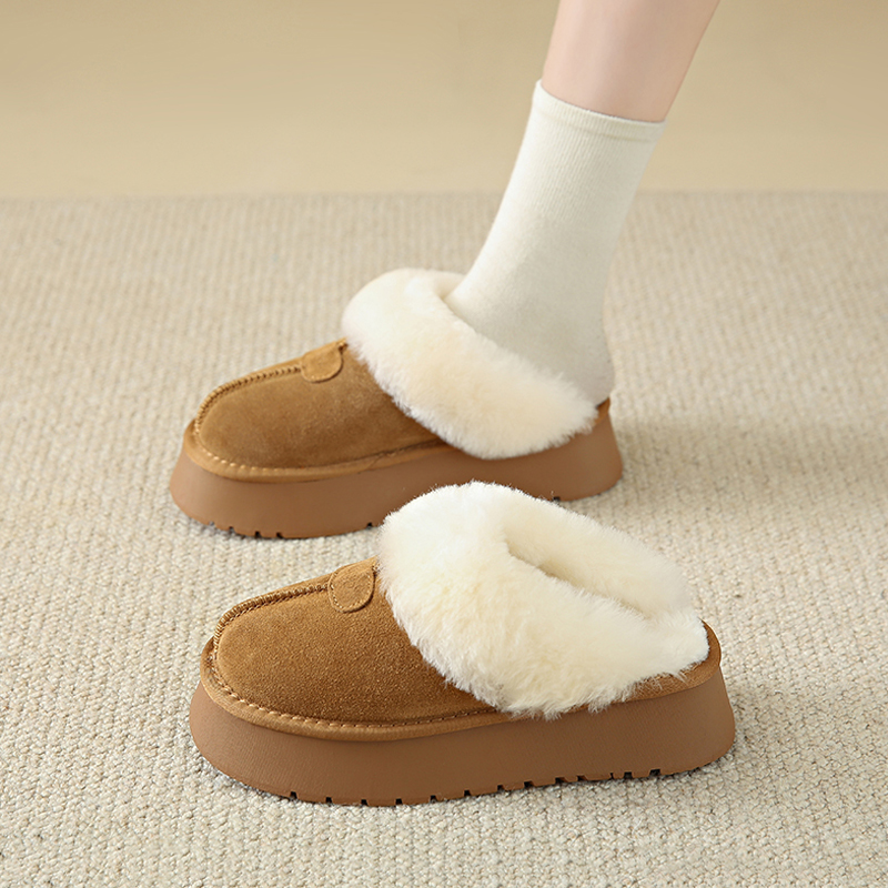 真皮包头毛毛拖鞋女外穿懒人棉拖