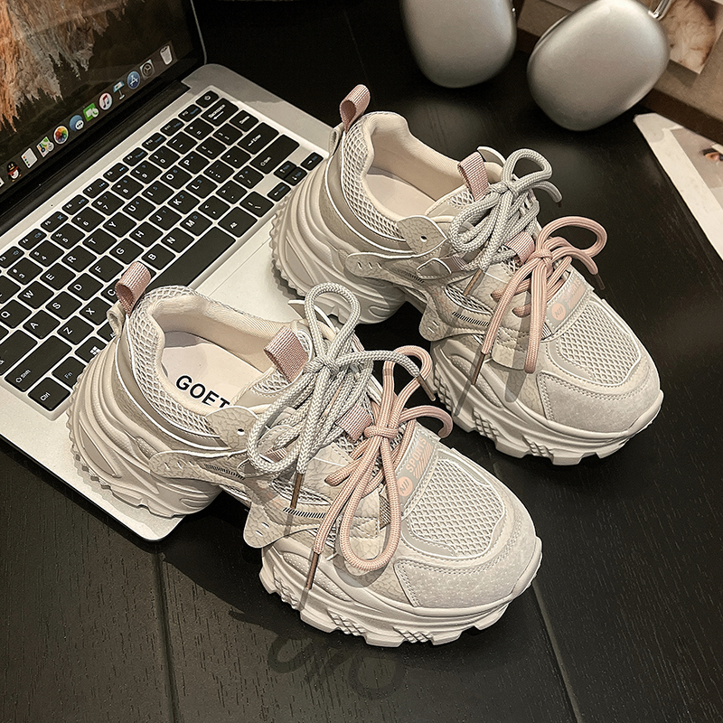 真皮复古老爹鞋女厚底运动休闲鞋