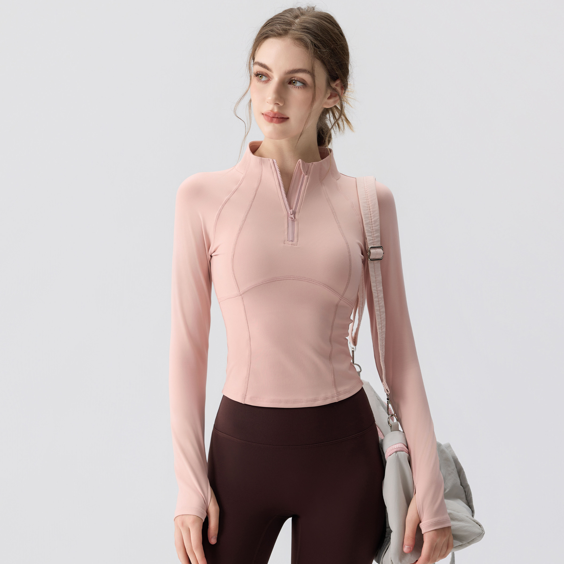 瑜伽服女2025新款秋冬立领半拉链速干跑步长袖运动普拉提健身上衣,运动服/休闲服装,健身衣,淘宝优惠券,粉丝福利购,淘宝优惠卷