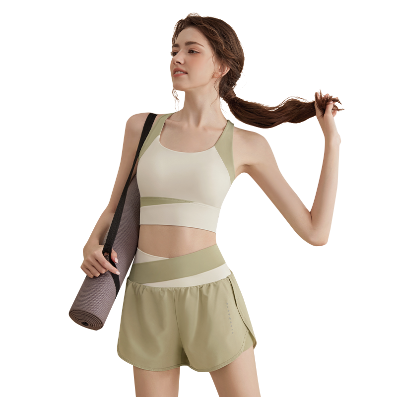 運(yùn)動(dòng)內(nèi)衣女防震防下垂跑步高強(qiáng)度瑜伽服背心健身外穿聚攏文胸套裝