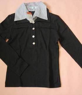 graymice灰鼠专柜正品：条纹领黑色T恤