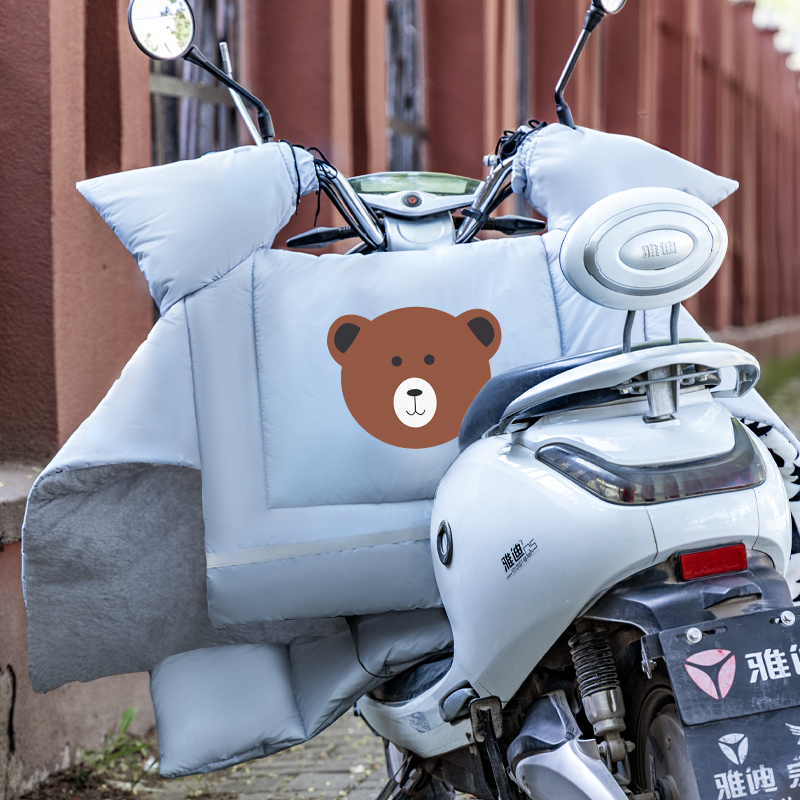 卡通电动车挡风被冬季加绒加厚防寒冬款四季通用双面防水电瓶电车