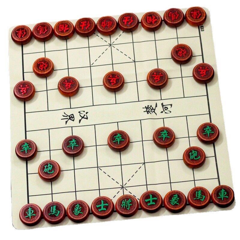 红花梨象棋4.8老红木象棋皮革棋盘礼品套装摆件学生老人送礼便携