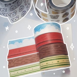 韩国딩푸 dingpu彩色标签胶带手帐咕卡贴纸diy多功能便携可爱