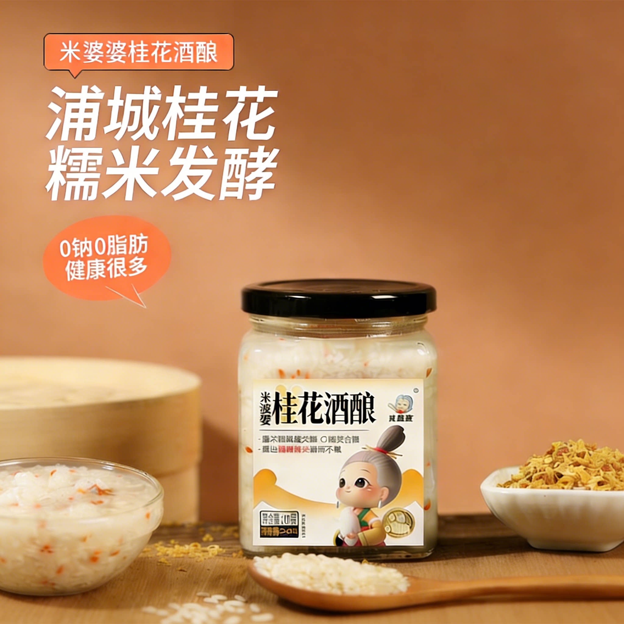 米婆婆醪糟桂花酒酿孝感米酒甜酒老字号湖北特产月子米酿正宗漻糟
