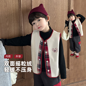 儿童马甲秋冬男童摇粒绒背心保暖2025秋装 男孩幼儿园校服神器 新款