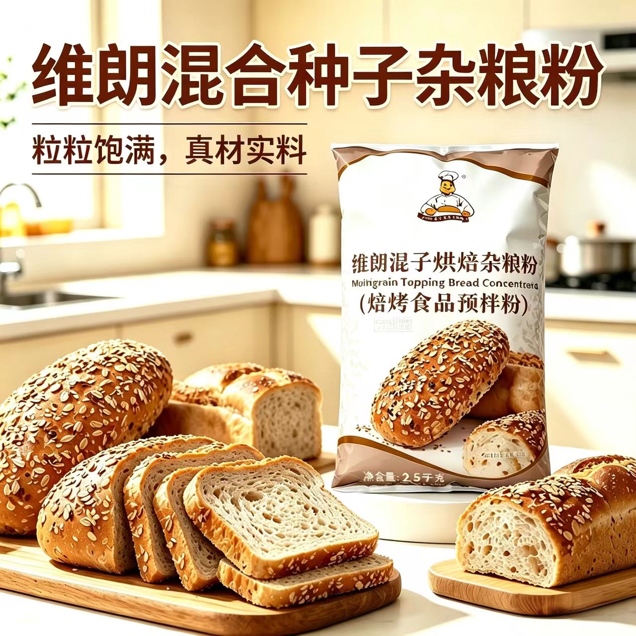 维朗混合种子烘焙杂粮粉2.5kg 粗粮面包吐司欧包装饰杂粒烘焙原料