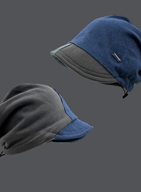 2025新款废土风牛仔拼接小檐抽绳堆堆帽子女日系复古冷帽包头帽男