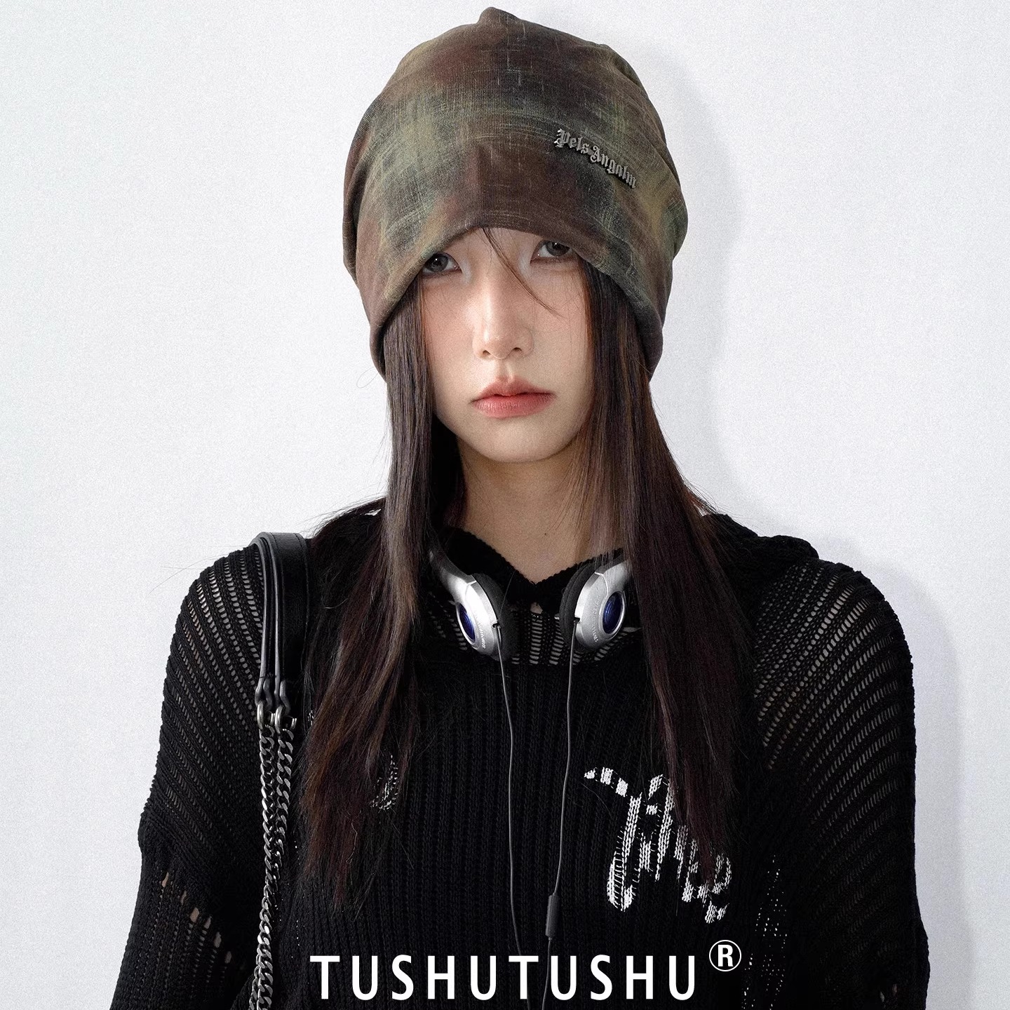 TUshu废土风做旧感～包头帽子女春秋复古显脸小堆堆帽保暖护耳帽